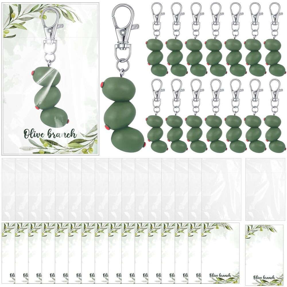 6073 16 Sets Olive Food Keychain Martini Olive Purse Decoration Bag